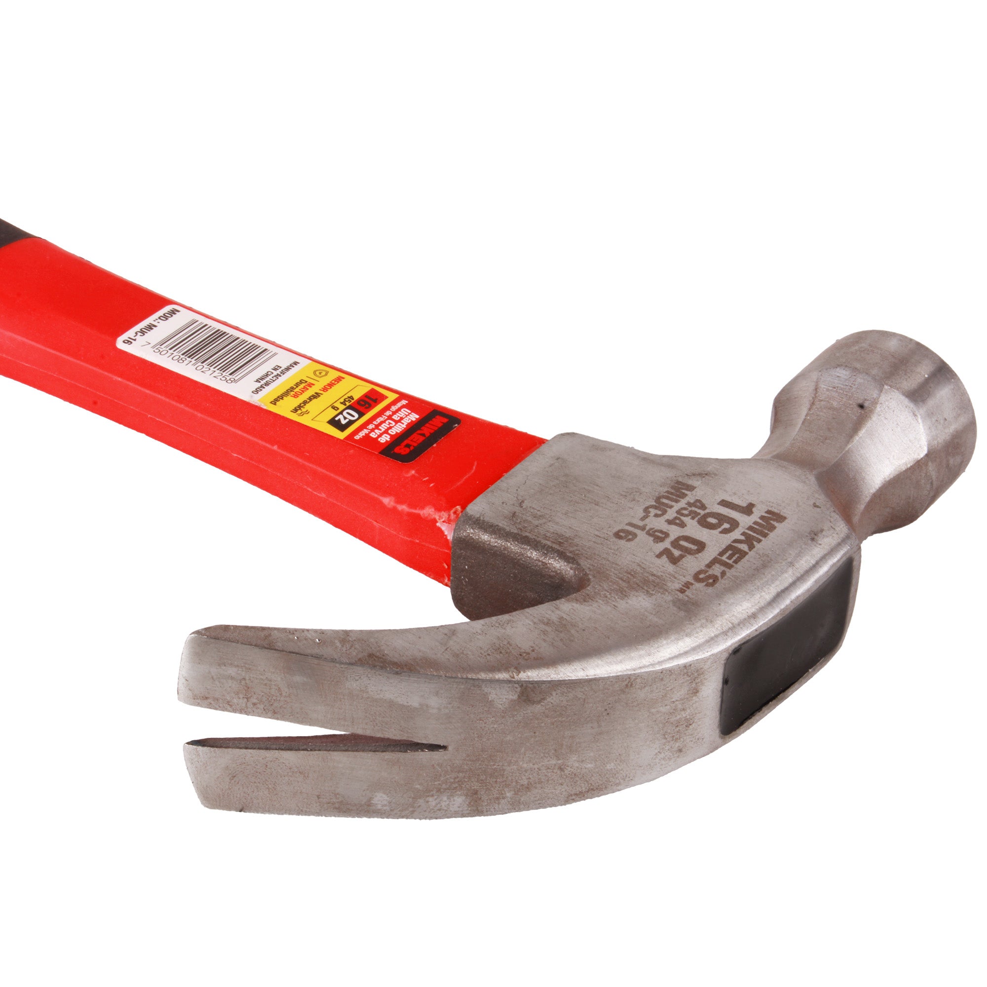 Martillo de uña curva, mango de fibra de vidrio (16 oz)