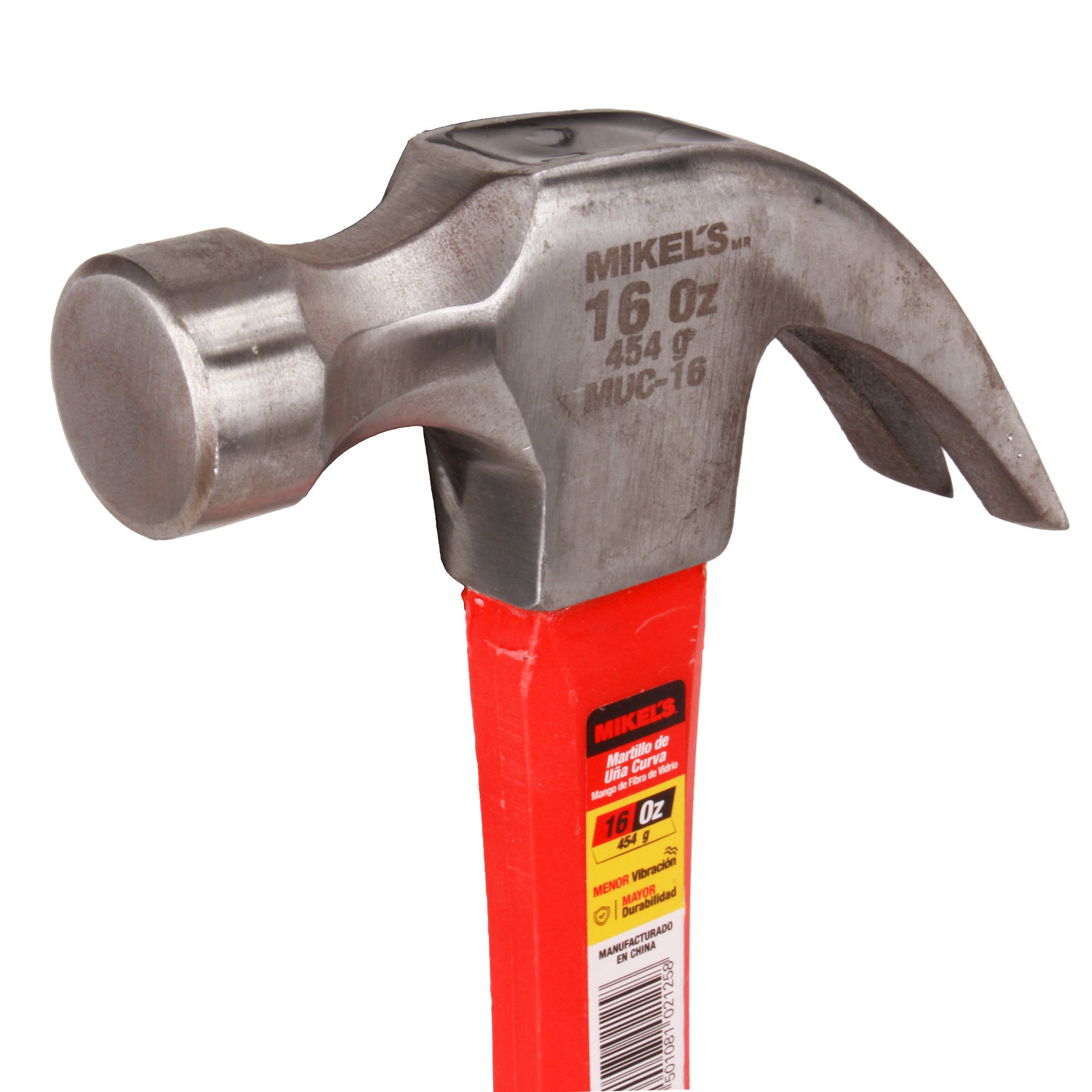 Martillo de uña curva, mango de fibra de vidrio (16 oz)