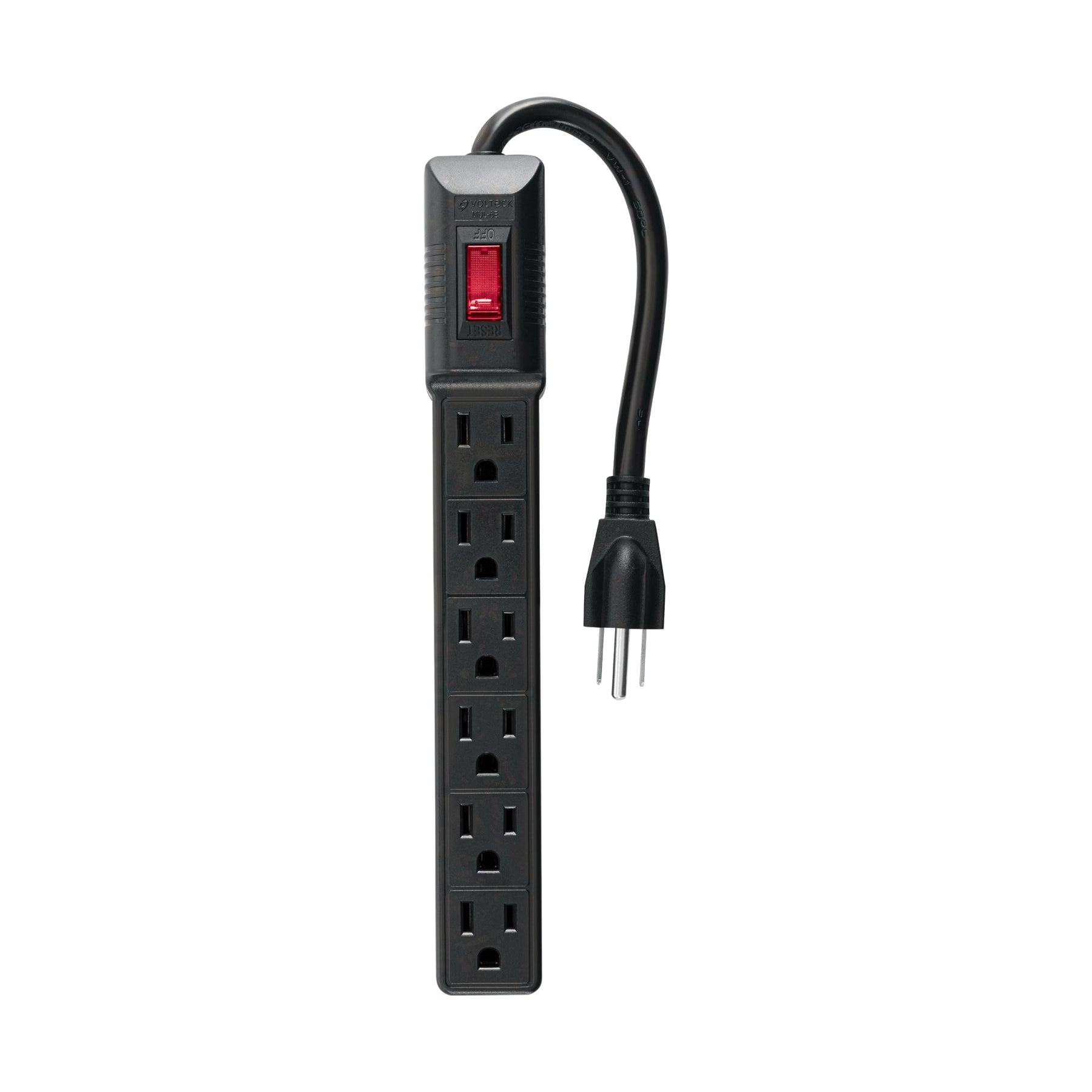 Multicontacto 16 AWG domestico economico 6 entradas, negro
