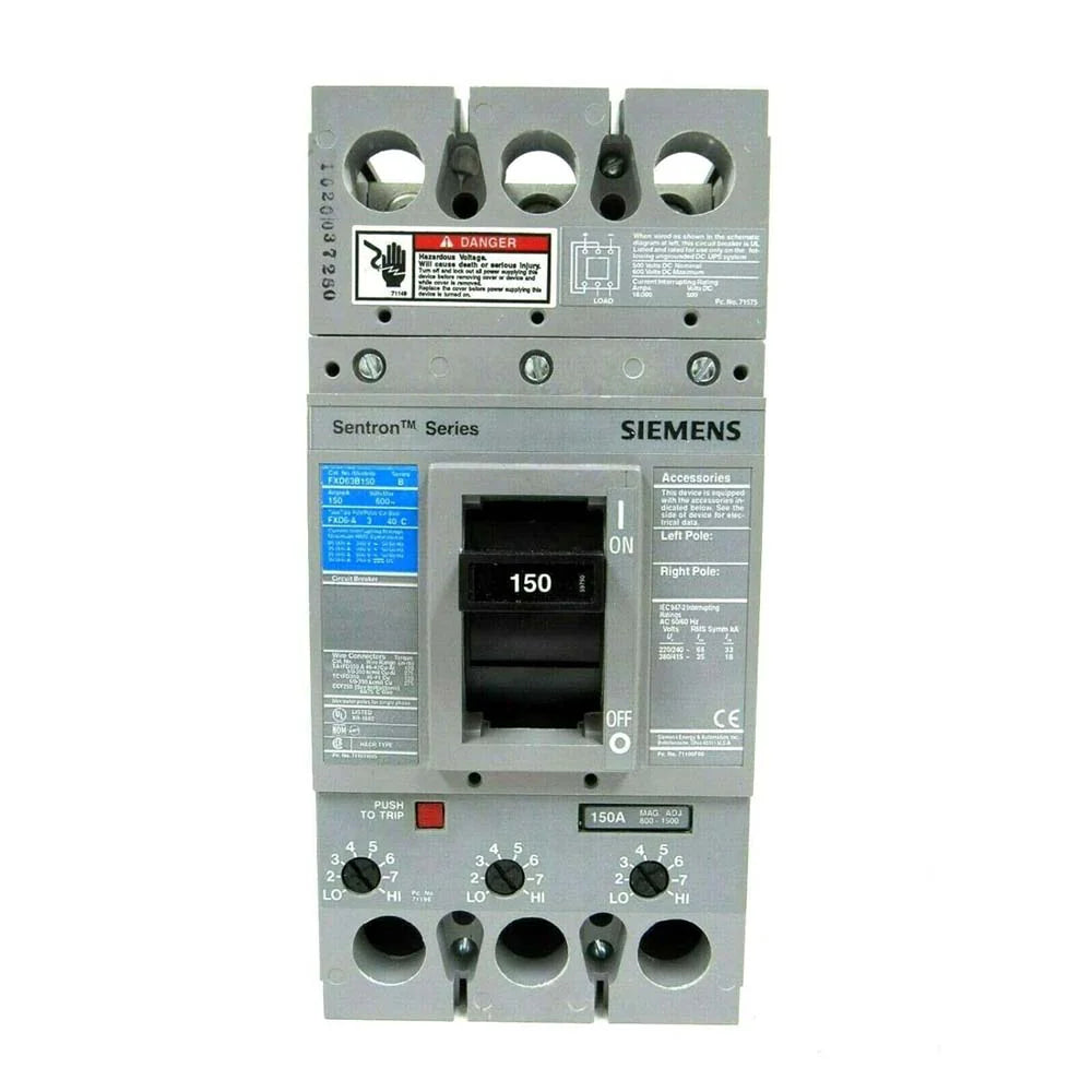 SIEMENS - Interruptor Termomagnético 600V 3X150A, Con zapatas principales.