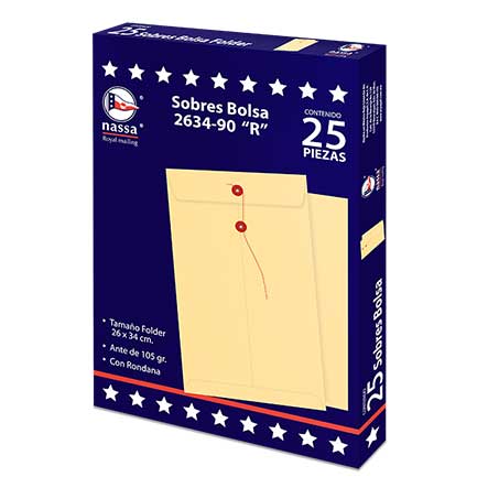 NASSA - SOBRE BOLSA NASSA FOLDER ANTE C.R. 8 PQS C/25 PZS 26X34 CMS
