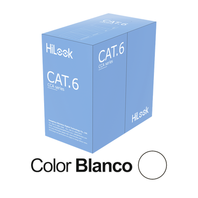HILOOK BY HIKVISION - Bobina de Cable UTP 305 Mts / Cat 6 (24 AWG) / Color Blanco / PVC (CM) / Uso en Interior / CCA (Cobre con Aluminio) / Aplicaciones de CCTV y Redes de Datos