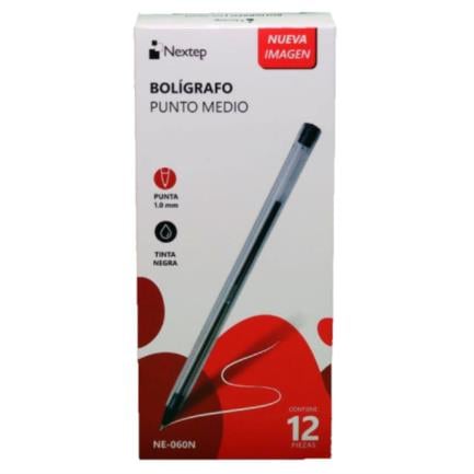 NEXTEP SOLUCIONES - Bundle Boligrafo Nextep 1000 Negro 1mm C/12 Cont. 6Piezas