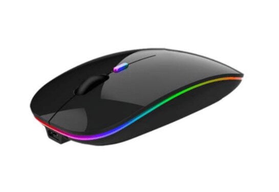 NEXTEP SOLUCIONES - Mouse Nextep Inalámbrico Recargable Delgado/Silencioso RGB 1600 dpi Color Negro