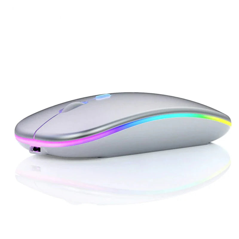 NEXTEP SOLUCIONES - Mouse Nextep Inalámbrico Recargable Delgado/Silencioso RGB 1600 dpi Color Plata
