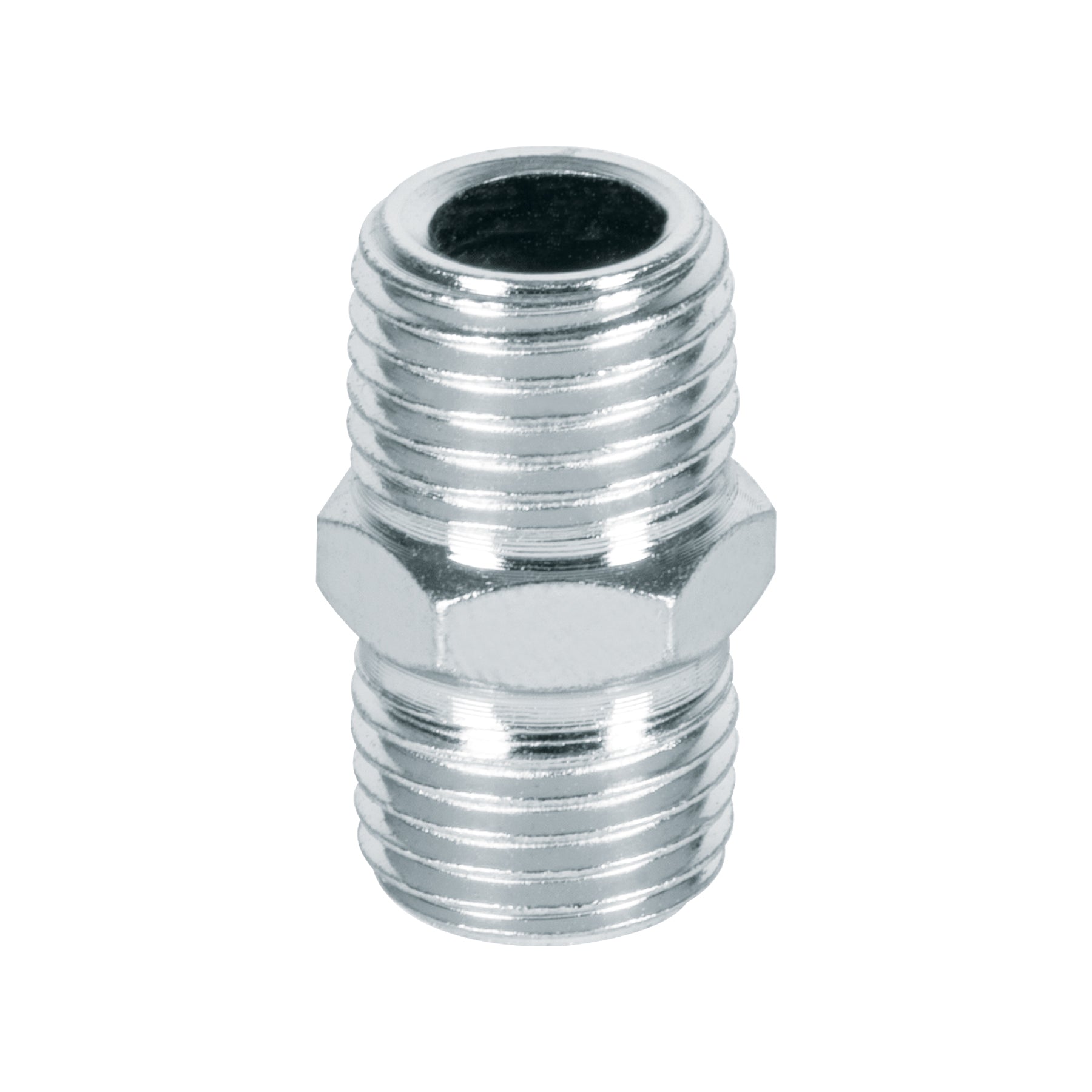 Niple de acero, macho-macho, cuerda 1/4' NPT, PRETUL