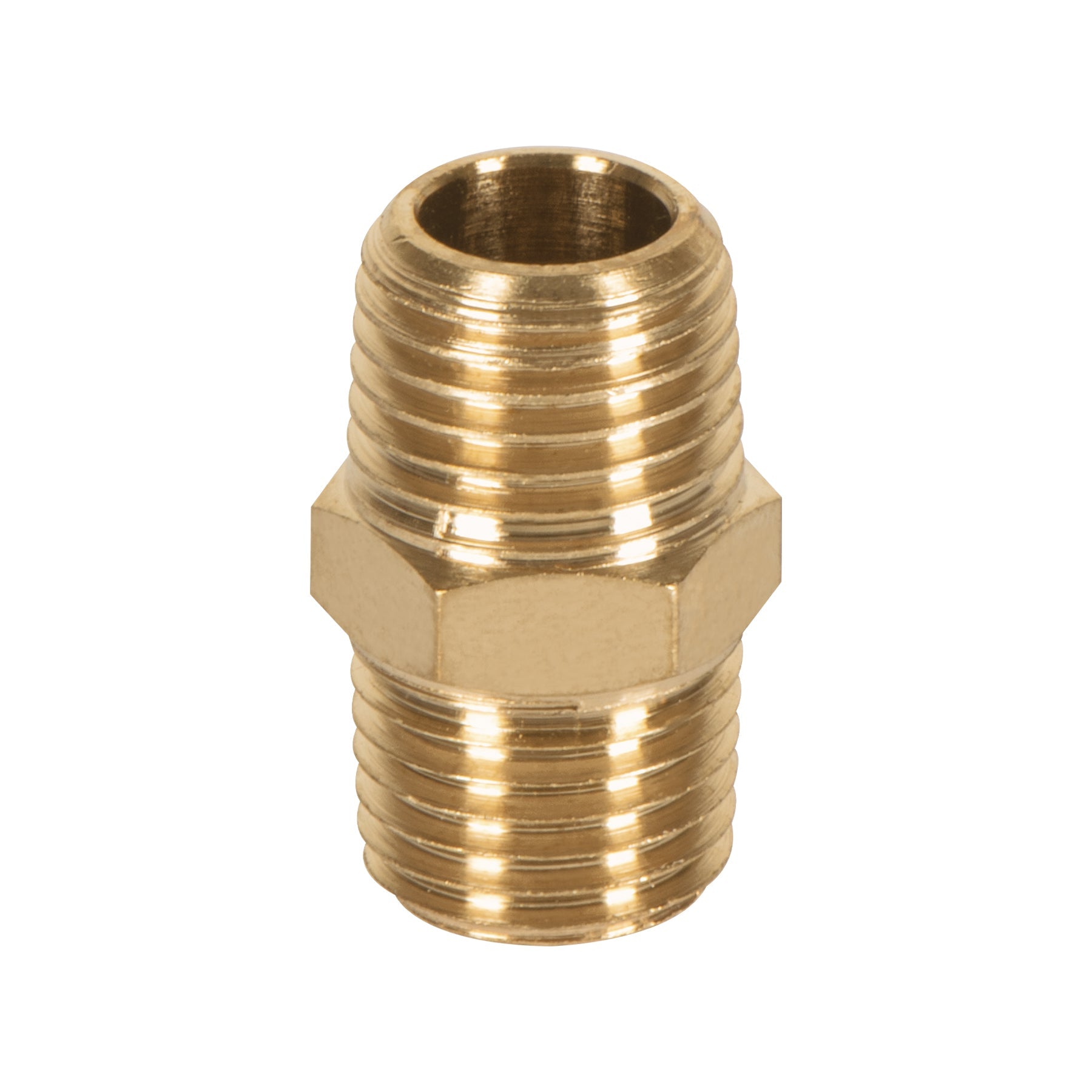 Niple de laton, macho-macho, cuerda 1/4' NPT, TRUPER