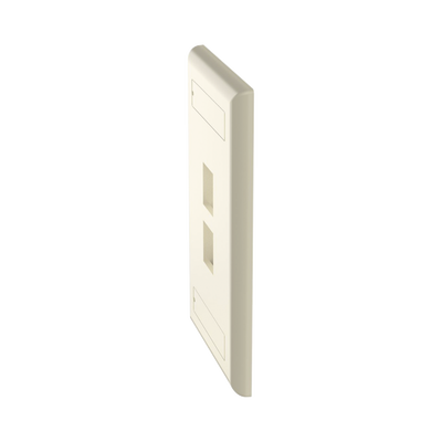 PANDUIT - Placa de Pared Vertical, Salida Para 2 Puertos Keystone, Con Espacios Para Etiquetas, Color Marfil