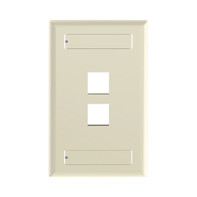 PANDUIT - Placa de Pared Vertical, Salida Para 2 Puertos Keystone, Con Espacios Para Etiquetas, Color Marfil