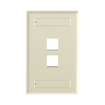 PANDUIT - Placa de Pared Vertical, Salida Para 2 Puertos Keystone, Con Espacios Para Etiquetas, Color Marfil