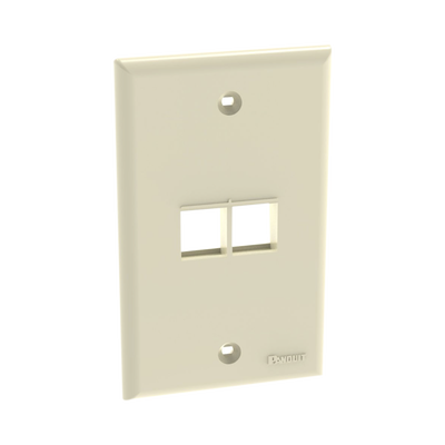 PANDUIT - Placa de Pared Vertical, Salida Para 2 Puertos Keystone, Color Marfil