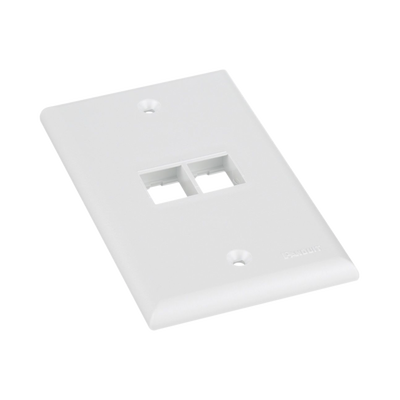 PANDUIT - Placa de Pared Vertical, Salida Para 2 Puertos Keystone, Color Blanco