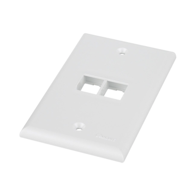 PANDUIT - Placa de Pared Vertical, Salida Para 2 Puertos Keystone, Color Blanco