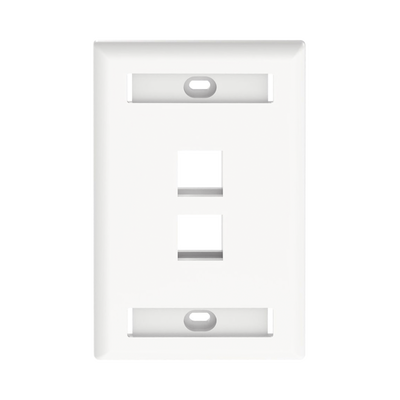 PANDUIT - Placa de Pared Vertical, Salida Para 2 Puertos Keystone, Con Espacios Para Etiquetas, Color Blanco