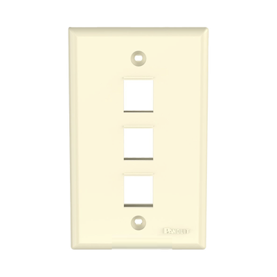PANDUIT - Placa de Pared Vertical, Salida Para 3 Puertos Keystone, Color Marfil