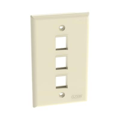 PANDUIT - Placa de Pared Vertical, Salida Para 3 Puertos Keystone, Color Marfil