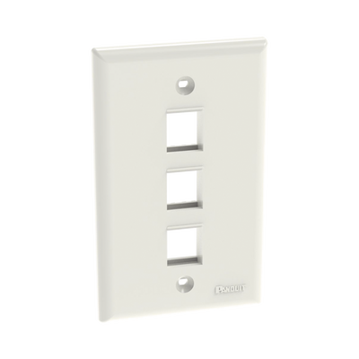 PANDUIT - Placa de Pared Vertical, Salida Para 3 Puertos Keystone, Color Blanco Mate