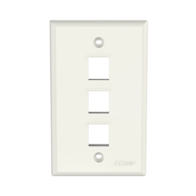 PANDUIT - Placa de Pared Vertical, Salida Para 3 Puertos Keystone, Color Blanco Mate