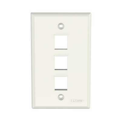 PANDUIT - Placa de Pared Vertical, Salida Para 3 Puertos Keystone, Color Blanco Mate