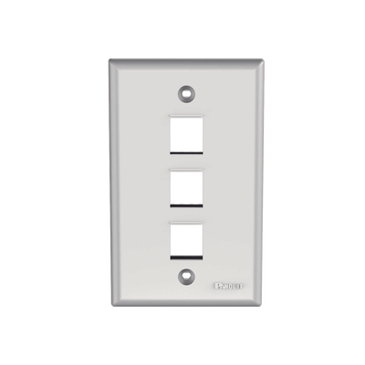 PANDUIT - Placa de Pared Vertical, Salida Para 3 Puertos Keystone, Color Blanco