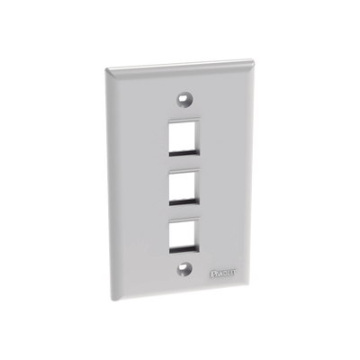 PANDUIT - Placa de Pared Vertical, Salida Para 3 Puertos Keystone, Color Blanco