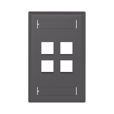 PANDUIT - Placa de Pared Vertical, Salida Para 4 Puertos Keystone, Con Espacios Para Etiquetas, Color Negro