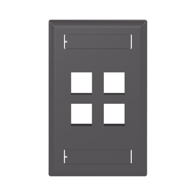 PANDUIT - Placa de Pared Vertical, Salida Para 4 Puertos Keystone, Con Espacios Para Etiquetas, Color Negro