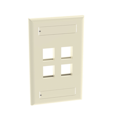 PANDUIT - Placa de Pared Vertical, Salida Para 4 Puertos Keystone, Con Espacios Para Etiquetas, Color Marfil