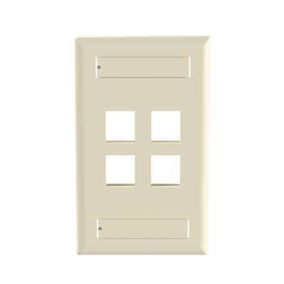 PANDUIT - Placa de Pared Vertical, Salida Para 4 Puertos Keystone, Con Espacios Para Etiquetas, Color Marfil