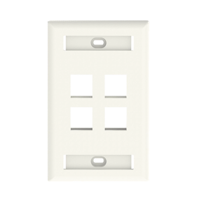 PANDUIT - Placa de Pared Vertical, Salida Para 4 Puertos Keystone, Con Espacios Para Etiquetas, Color Blanco Mate