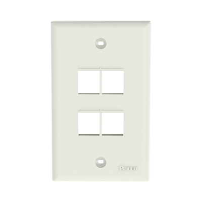 PANDUIT - Placa de Pared Vertical, Salida Para 4 Puertos Keystone, Color Blanco Mate