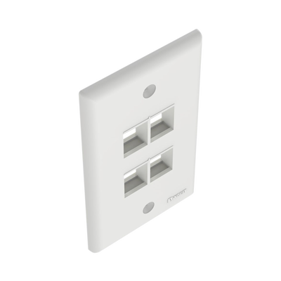 PANDUIT - Placa de Pared Vertical, Salida Para 4 Puertos Keystone, Color Blanco