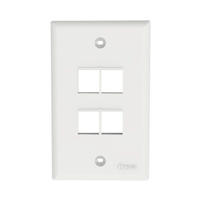 PANDUIT - Placa de Pared Vertical, Salida Para 4 Puertos Keystone, Color Blanco