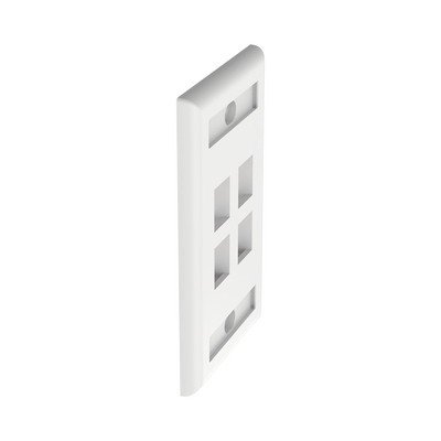 PANDUIT - Placa de Pared Vertical, Salida Para 4 Puertos Keystone, Con Espacios Para Etiquetas, Color Blanco