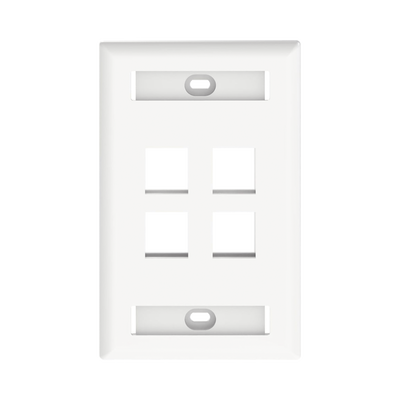 PANDUIT - Placa de Pared Vertical, Salida Para 4 Puertos Keystone, Con Espacios Para Etiquetas, Color Blanco