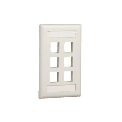 PANDUIT - Placa de Pared Vertical, Salida Para 6 Puertos Keystone, Con Espacios Para Etiquetas, Color Blanco Mate