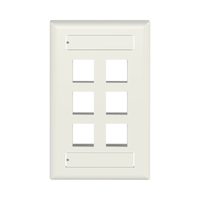 PANDUIT - Placa de Pared Vertical, Salida Para 6 Puertos Keystone, Con Espacios Para Etiquetas, Color Blanco Mate