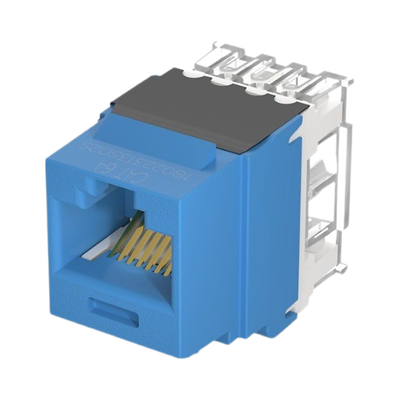 PANDUIT - Conector Jack Estilo 110 (de Impacto), Tipo Keystone, Categoría 6A, de 8 Posiciones y 8 Cables, Color Azul