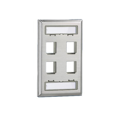 PANDUIT - Placa de Pared Vertical, Salida Para 4 Puertos Keystone, Con Espacios Para Etiquetas, de Acero Inoxidable