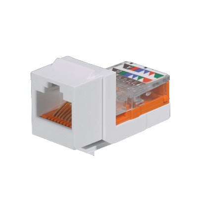 PANDUIT - Conector Jack Estilo Leadframe, Tipo Keystone, Categoría 5e, de 8 Posiciones y 8 Cables, Color Blanco