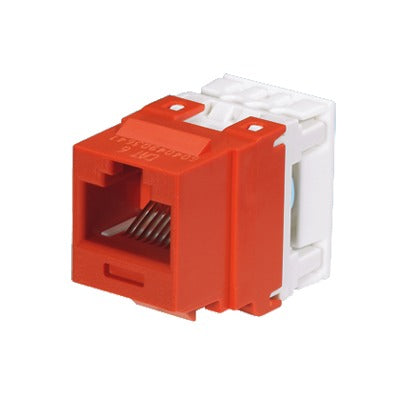 PANDUIT - Conector Jack Estilo 110 (de Impacto), Tipo Keystone, Categoría 6, de 8 Posiciones y 8 Cables, Color Rojo
