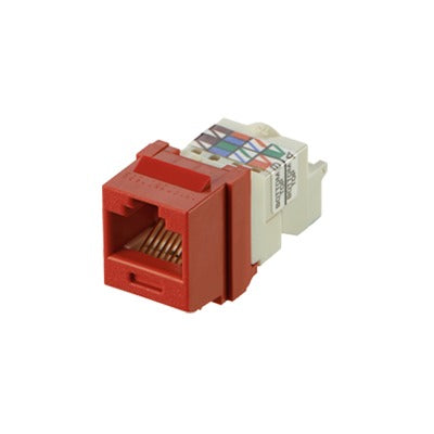 PANDUIT - Conector Jack Estilo TP, Tipo Keystone, Categoría 6, de 8 posiciones y 8 cables, Color Rojo
