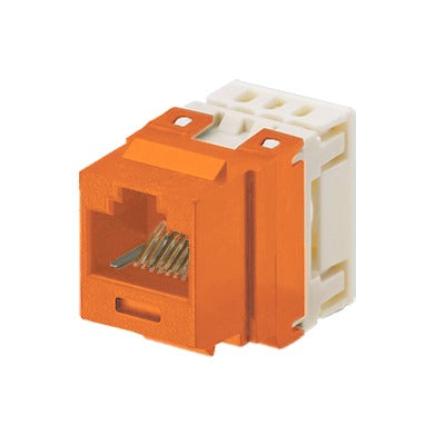 PANDUIT - Conector Jack Estilo 110 (de Impacto), Tipo Keystone, Categoría 5e, de 8 Posiciones y 8 Cables, Color Naranja