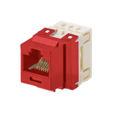 PANDUIT - Conector Jack Estilo 110 (de Impacto), Tipo Keystone, Categoría 5e, de 8 Posiciones y 8 Cables, Color Rojo