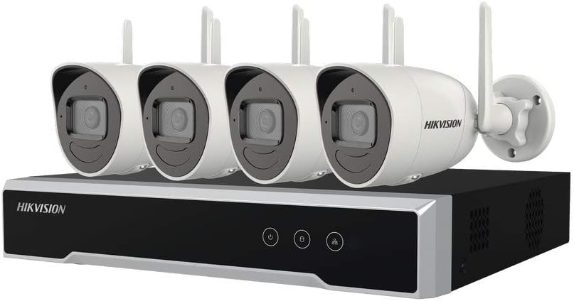 HIKVISION - Kit IP Inalámbrico 1080p / NVR 4 Canales / 4 Cámaras Bala para Exterior / 1 HDD de 1 TB / Modo Repetidor