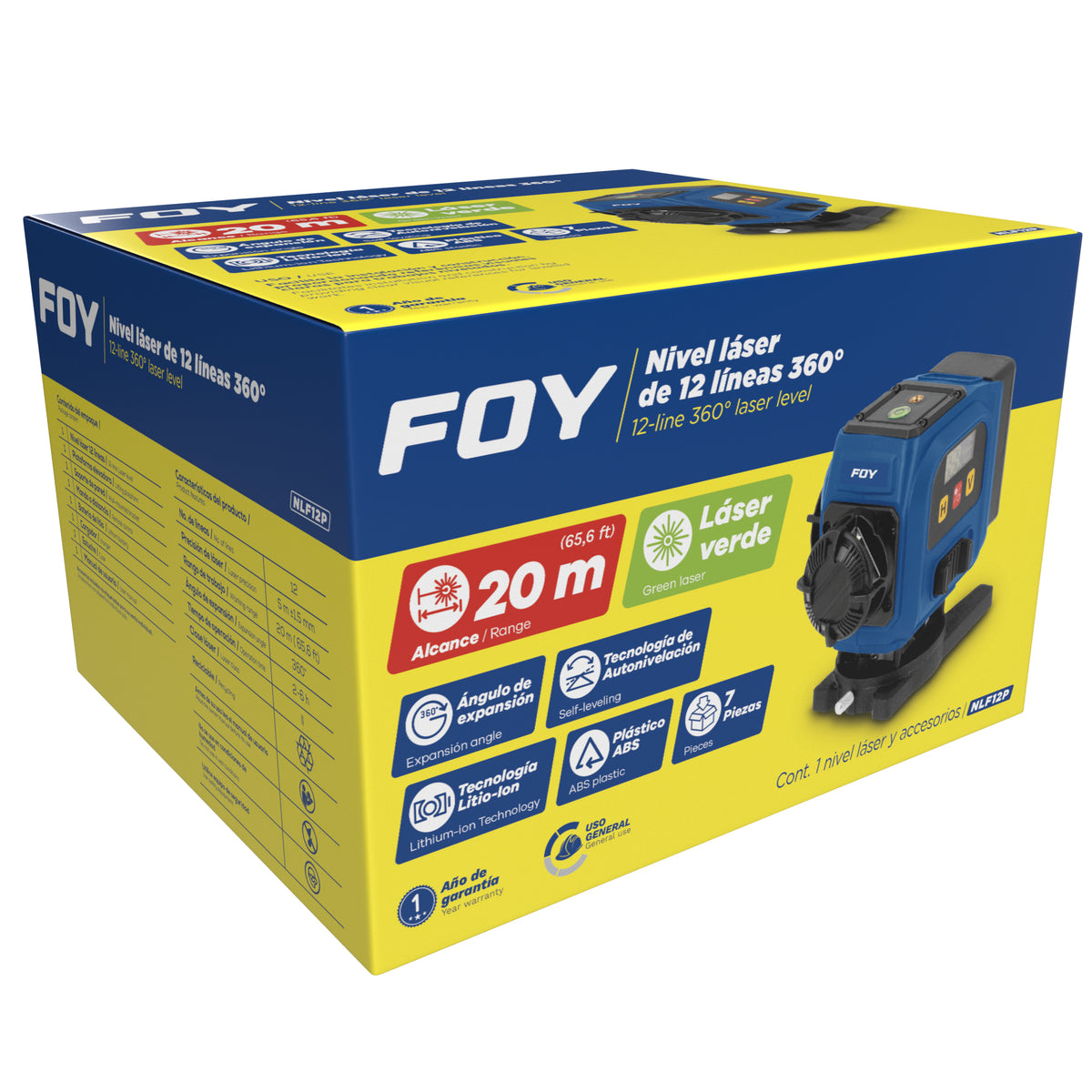 Foy - Nivel laser 12 lineas 360° LCD