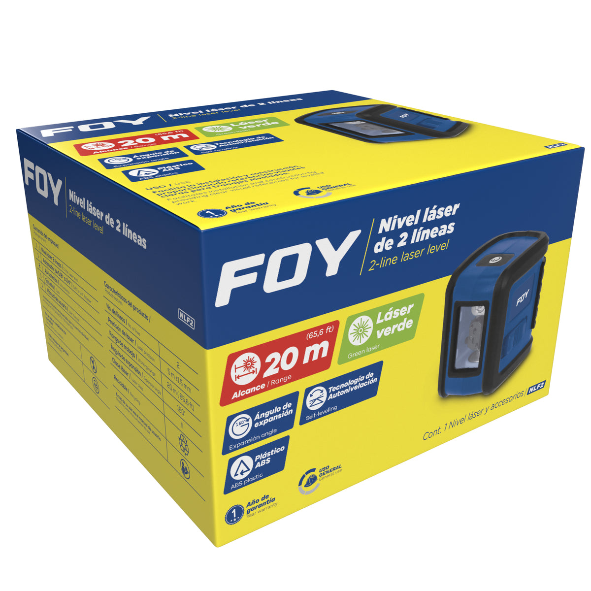 Foy - Nivel laser 2 lineas 180°/90°