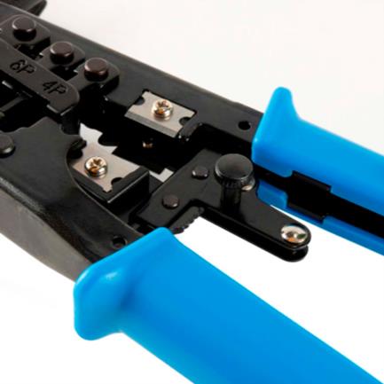 NEXXT SOLUTIONS - Tenaza Modular Nexxt Solutions con Prensa Terminal Pro-3 (8P8C/RJ45 - 6P6C/RJ12 - 6P4C/RJ11 - 6P2C - 4P4C - 4P2C)