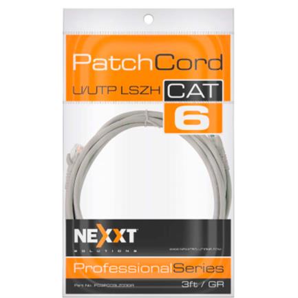 NEXXT SOLUTIONS - Cable de Conexion Nexxt Solutions  U/UTP  Cat6 90 cm LSZH (Compuesto sin Halogeno de Baja Toxicidad) Gris