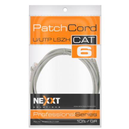 NEXXT SOLUTIONS - Cable de Conexion Nexxt Solutions U/UTP Cat6 3 Mts LSZH  (Compuesto sin Halogeno de Baja Toxicidad)  Gris